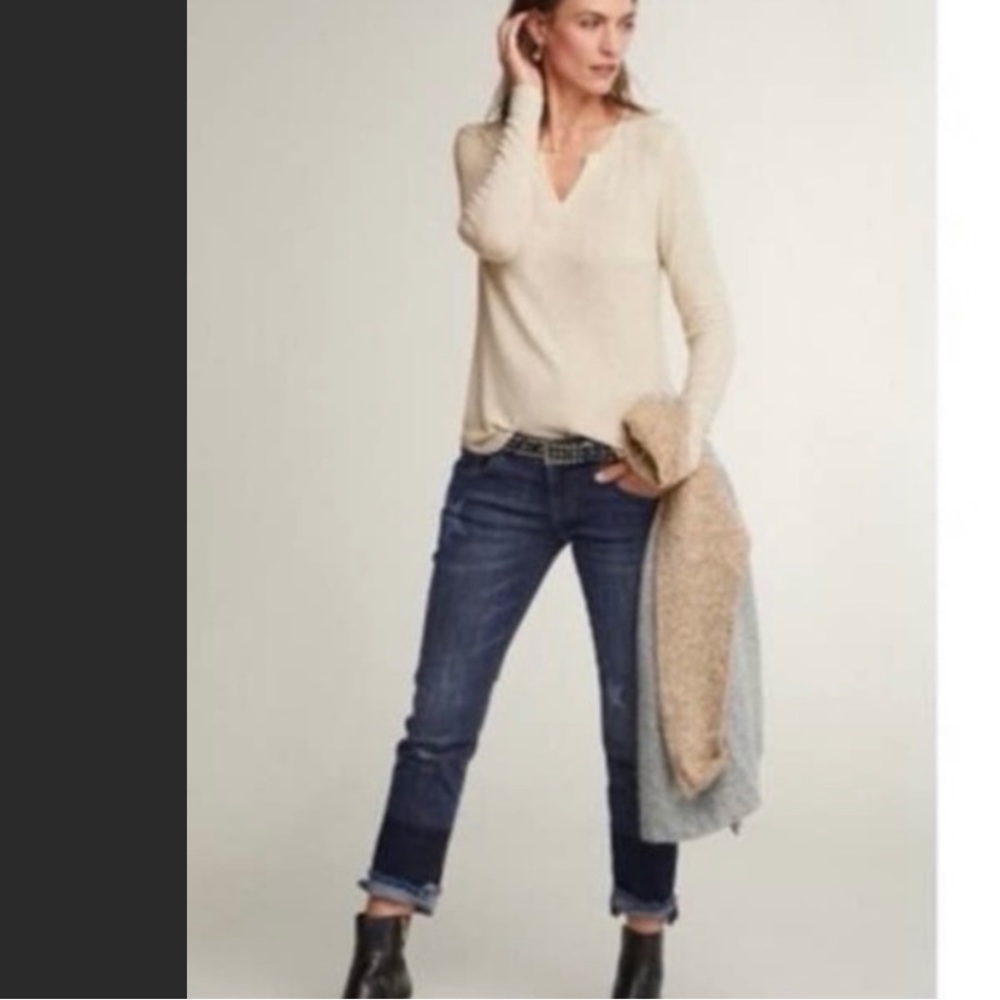 Cabi Star fringe jeans slim boyfriend size 6